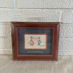 NWT VINTAGE DICKSONS Geese SHEEP Framed Art “Love Is FOR SHARING" 6X.5